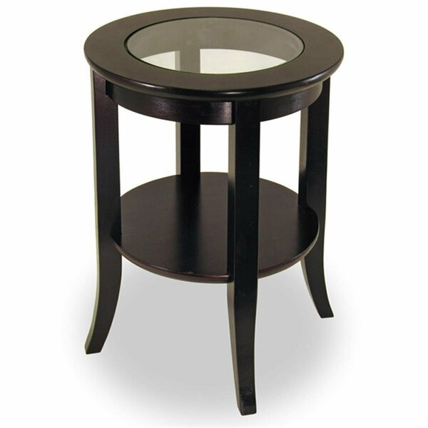 Doba-Bnt Round End Table with Glass Top - Espresso - 18.5in.W x 18.5in.D x 22.5in.H SA3941215